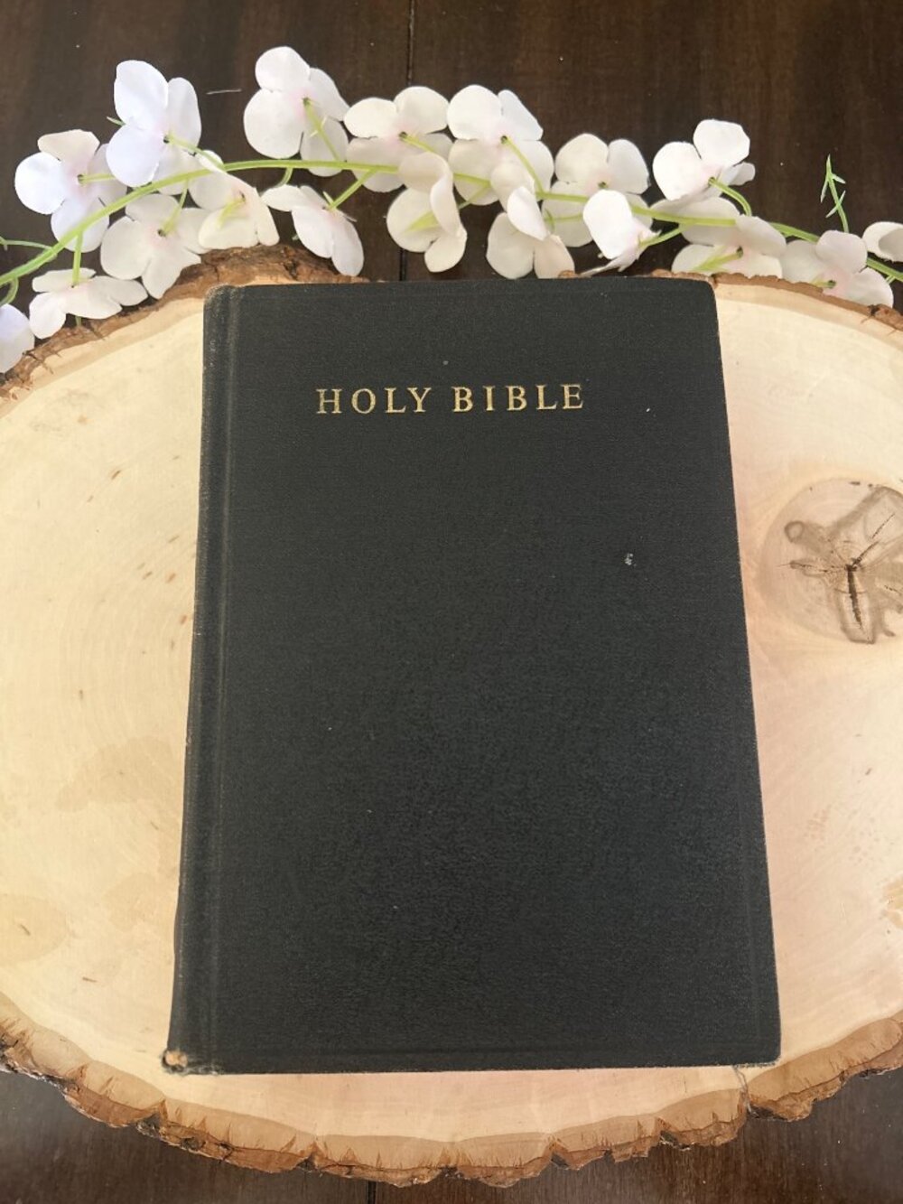 Vintage 1964 Holy Bible Black Cover Red-Edged Pages Gold Embossed Hardcover
